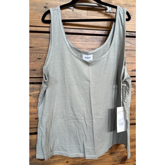 Mate The Label Tank Top Women's 1X Sage Green Tencel Sleep Organic Essentials - Picture 1 of 8